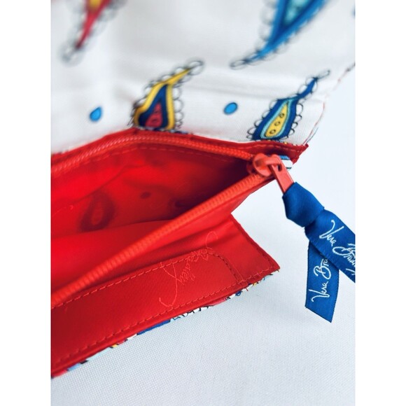 Vera Bradley Wallet Marina Paisley Quick Swipe ID Red Key Ring - Quilted - Picture 8 of 10